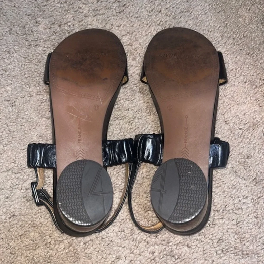 FRANKIE4 Mollie Sandals Croc Embossed‎ Ruched Tortoise Heel Black 11